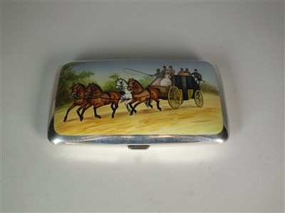 Lot 90 - A silver and enamel cigar case