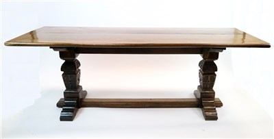 Lot 843 - A heavy 19th century continental oak refectory dining table