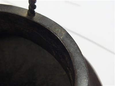 Lot 502 - A Chinese bronze censer bearing six character Ming marks to underside