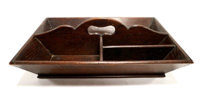 Lot 355 - A George III sectional oak cutlery tray / box