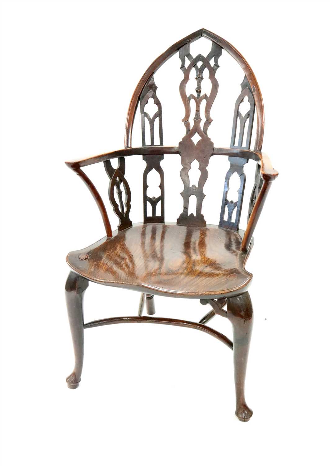 Lot 239 - An unusual 18th century vernacular gothic Windsor armchair
