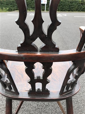 Lot 239 - An unusual 18th century vernacular gothic Windsor armchair