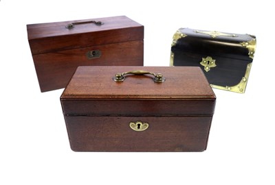 Lot 578 - Three wooden tea caddies, George III and later