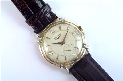 Lot 233 - A Gentleman's Longines wristwatch with Diamond Set dial and lugs for the American Market