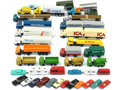 Lot 789 - Wiking and Fleischmann N gauge Lorries cars and caravans