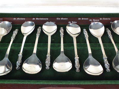 Lot 231 - A cased set of silver apostle spoons