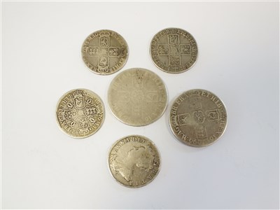 Lot 450 - Two crowns and four half crowns