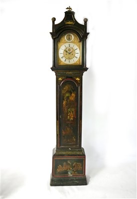 Lot 244 - An early 18th century Chinoiserie cased long case clock