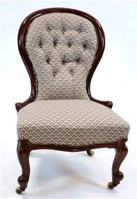 Lot 512 - A Victorian mahogany framed upholstered balloon-back chair