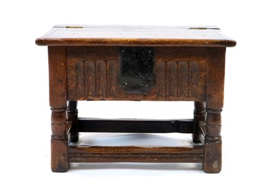 Lot 976 - A small old English style country oak box stool