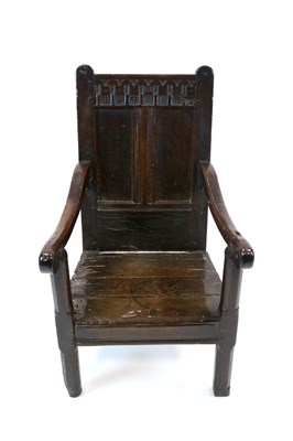 Lot 1013 - An early English country oak armchair