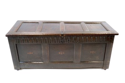 Lot 515 - A large 18th century panelled country oak coffer