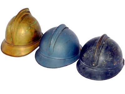 Lot 489 - Three WW1 M15 ‘Adrian’ helmets