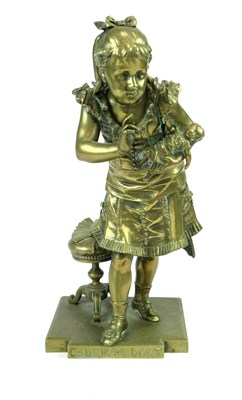 Lot 654 - After Eutrope Bouret (1833-1906) a cast brass study of a young girl