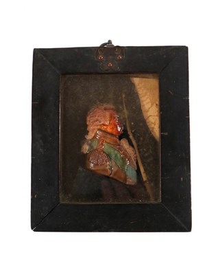 Lot 562 - A George III wax bust length portrait and a Victorian framed photograph