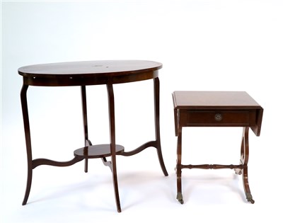 Lot 510 - A small reproduction occasional table and an Edwardian mahogany two tier occasional table