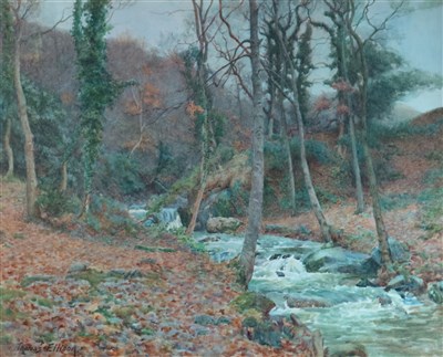 Lot 152 - Thomas Ellison (1862-1952), Beech Trees beside a Stream in Winter