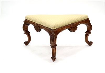 Lot 270 - A 19th century carved mahogany framed upholstered stool