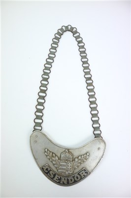 Lot 372 - A WWII Hungarian Army Police gorget and chain