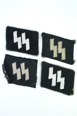 Lot 496 - Four German Third Reich Waffen SS ‘Runic’ collar tabs in wool and cotton (4)