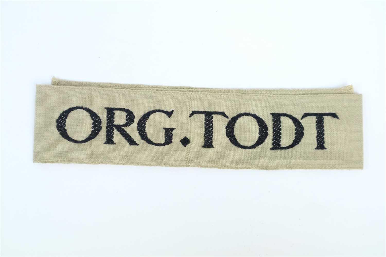 Lot 379 - A German Third Reich Ord.Todt (Organisation Todt) milk grey cuff band