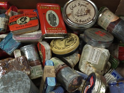 Lot 618 - A box containing a collection of unopened 20th century tobacco tins