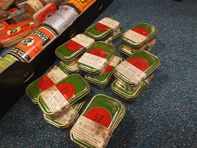 Lot 608 - A box containing a collection of unopened 20th century tobacco tins
