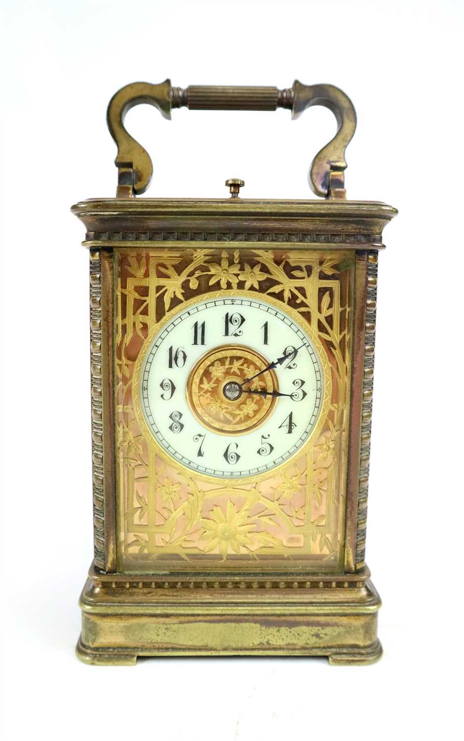 Lot 702 - A large Edwardian brass cased carriage clock