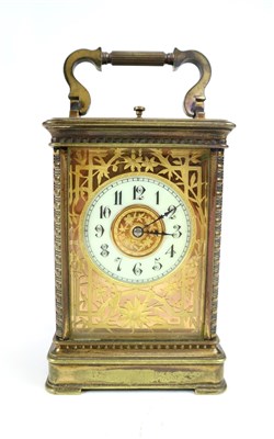 Lot 702 - A large Edwardian brass cased carriage clock