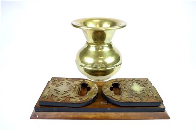 Lot 584 - A Victorian veneered brass mounted sliding book trough