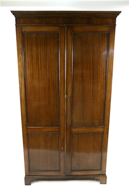 Lot 794 - An Edwardian mahogany small double wardrobe