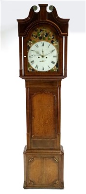 Lot 415 - A George III Nantwich eight day long case clock in oak and mahogany veneers