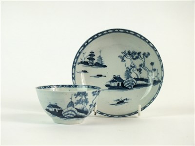 Lot 41 - A Richard Chaffers, Liverpool 'Cannonball' tea bowl and saucer