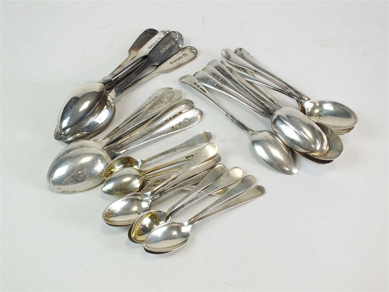 Lot 136 - A collection of silver teaspoons and coffee spoons
