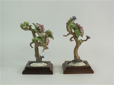 Lot 70 - A pair of Royal Worcester models of Crab Apple and Butterflies