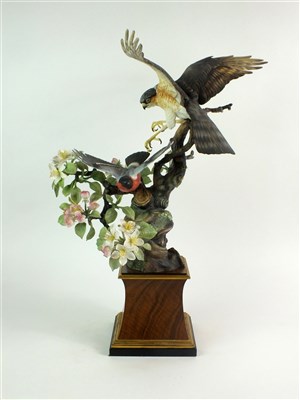 Lot 72 - A Royal Worcester model of a Sparrowhawk and Bullfinch