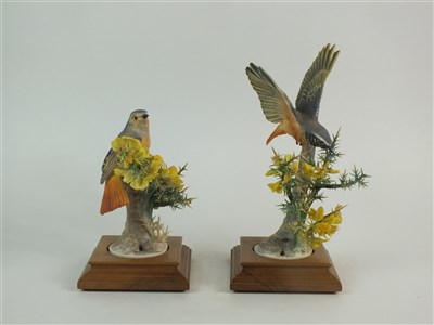 Lot 74 - A pair of Royal Worcester models of Redstarts and Gorse