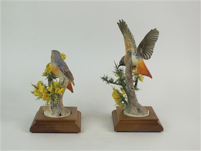 Lot 74 - A pair of Royal Worcester models of Redstarts and Gorse