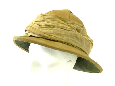 Lot 428 - A British Wolseley tan cotton covered pith/sun helmet