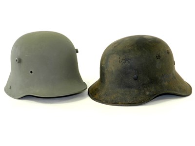 Lot 470 - A German Third Reich M34-type black painted steel helmet