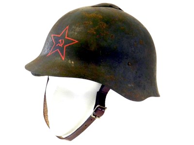 Lot 474 - A rare WW2 Russian Model 1936 (SSh-36) Steel Combat Helmet