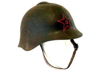 Lot 474 - A rare WW2 Russian Model 1936 (SSh-36) Steel Combat Helmet