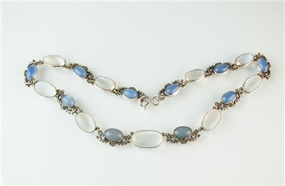 Lot 295 - A Sybil Dunlop moonstone and chalcedony necklace