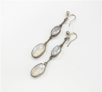Lot 46 - A pair of moonstone earrings