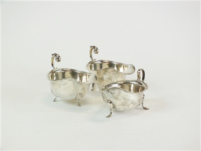 Lot 372 - Three silver sauce boats