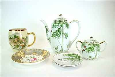 Lot 330 - A Japanese coffee service, pair of Satsuma mugs and an English teacup and saucer