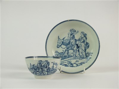Lot 8 - A Liverpool porcelain 'Travellers' tea bowl and saucer