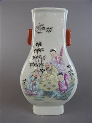 Lot 52 - A Chinese famille rose sectional baluster vase...