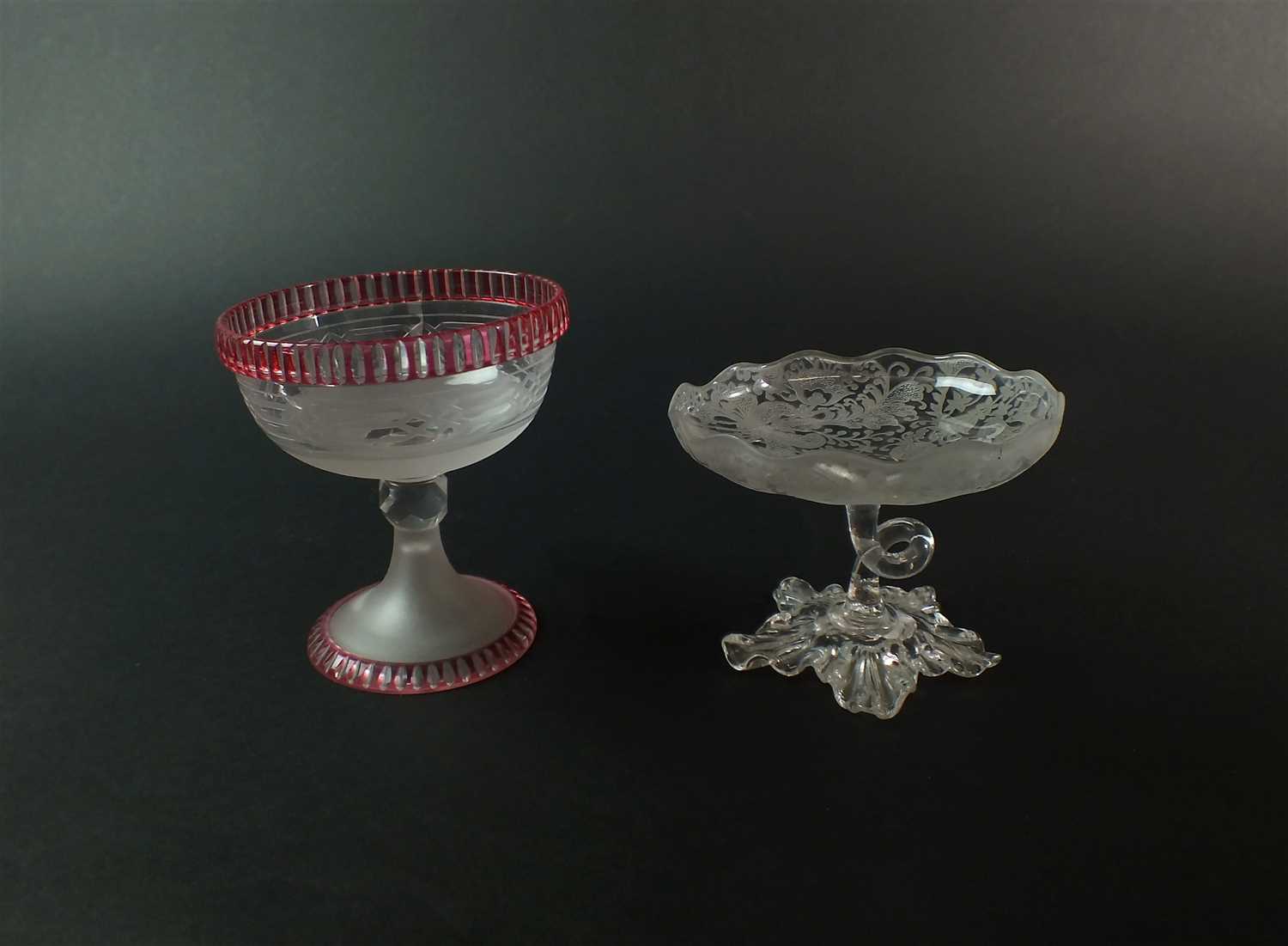 Lot 105 - A late 19th century Stourbridge sweetmeat dish and a Victorian sugar bowl