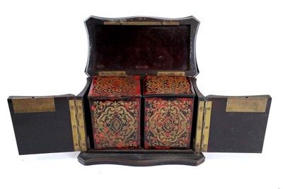 Lot 175 - A 19th century inlaid boulle work tea caddy